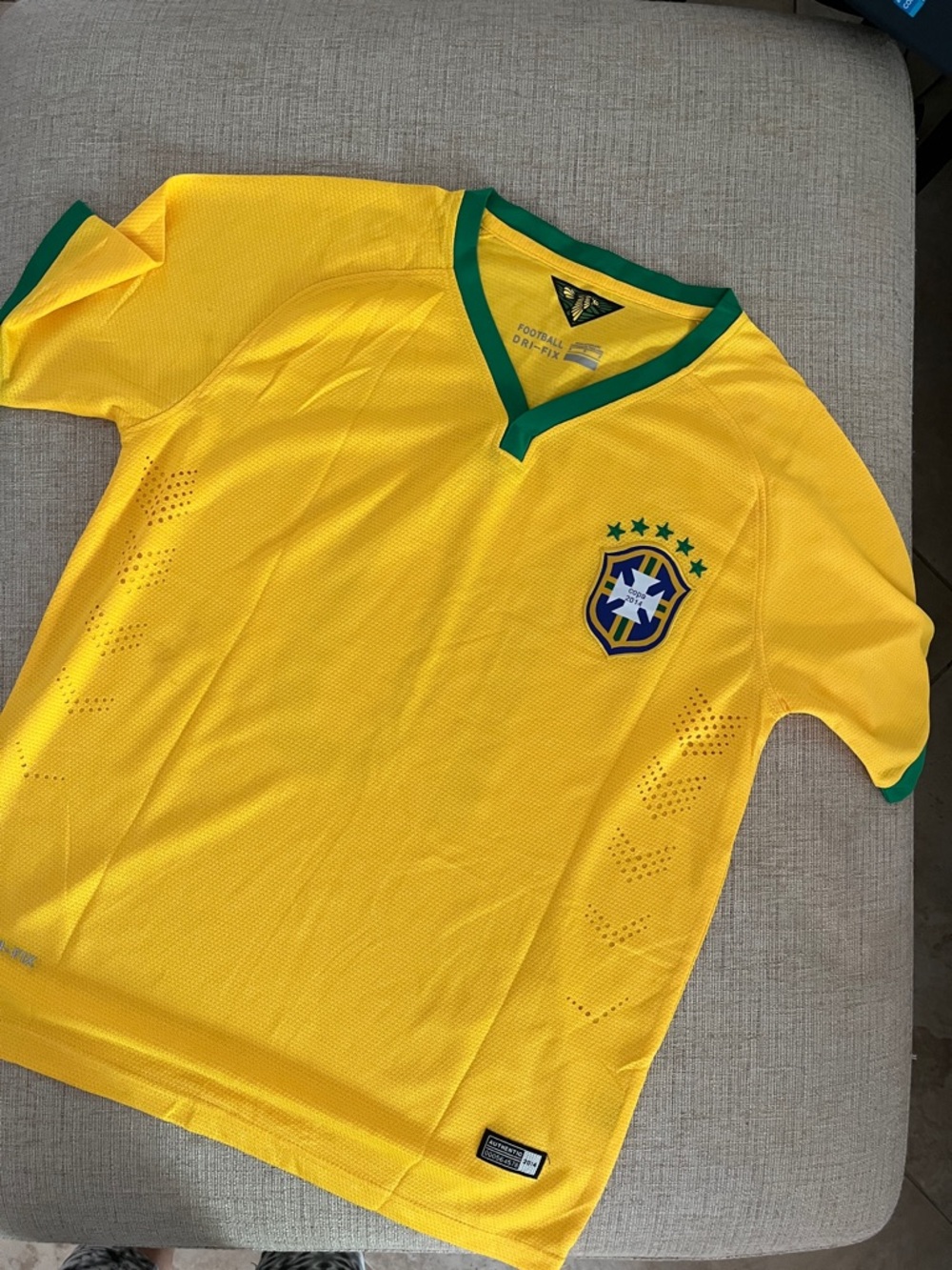 Brazil National Team Yellow Soccer Jersey with Green Trim